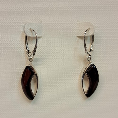 Click to view detail for HWG-2342 Earrings Dark Amber with Silver $55